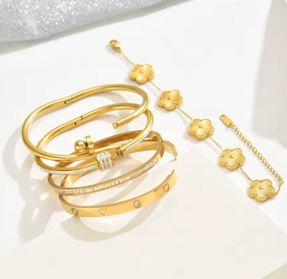 5 trendy Steel Gold Bracelet