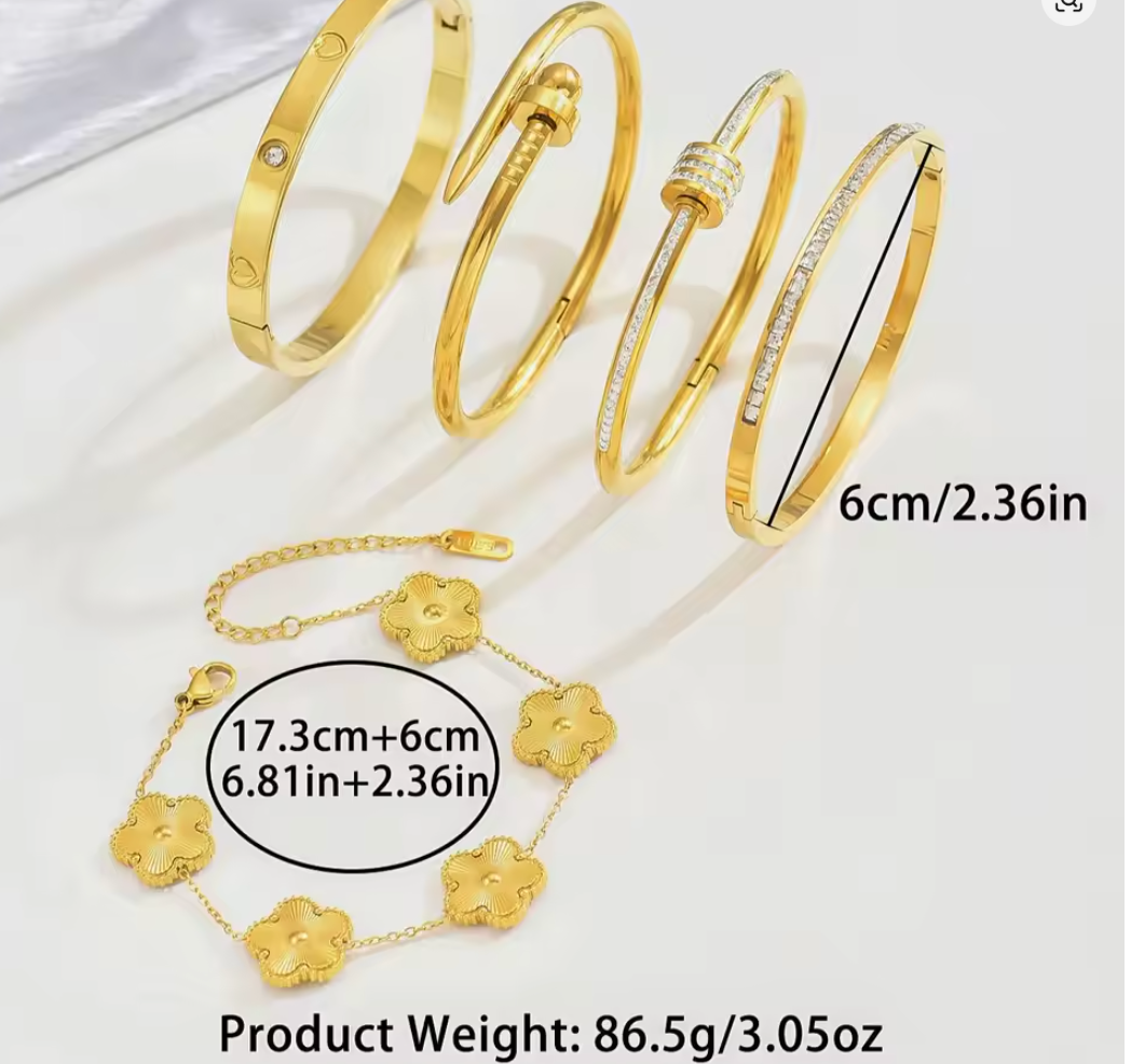 5 trendy Steel Gold Bracelet